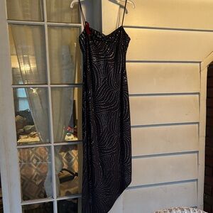 Sparkling Asymmetrical Dark Gray/Black Dress